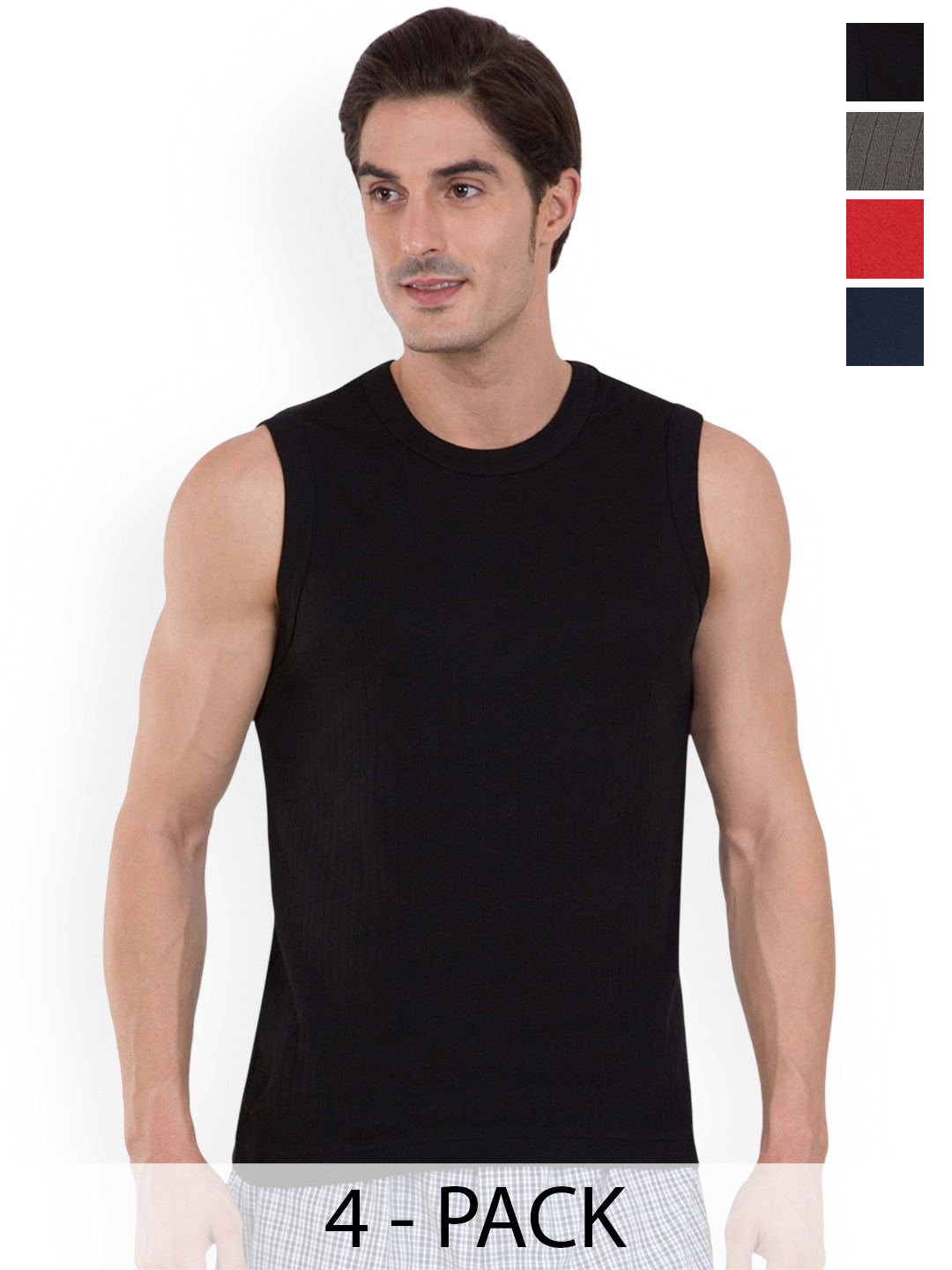 COLORS by Rupa Frontline Pack Of 4 Anti-Bacterial Cotton Basic Innervests