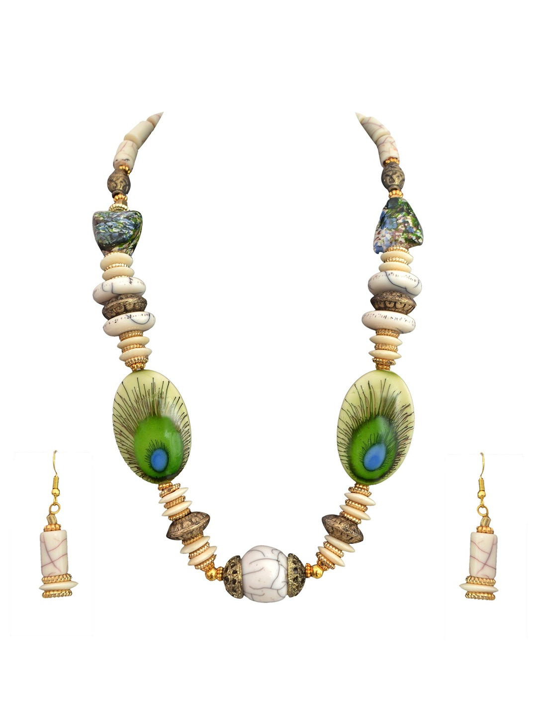 Sitashi Peacock Feather Design Necklace & Earrings