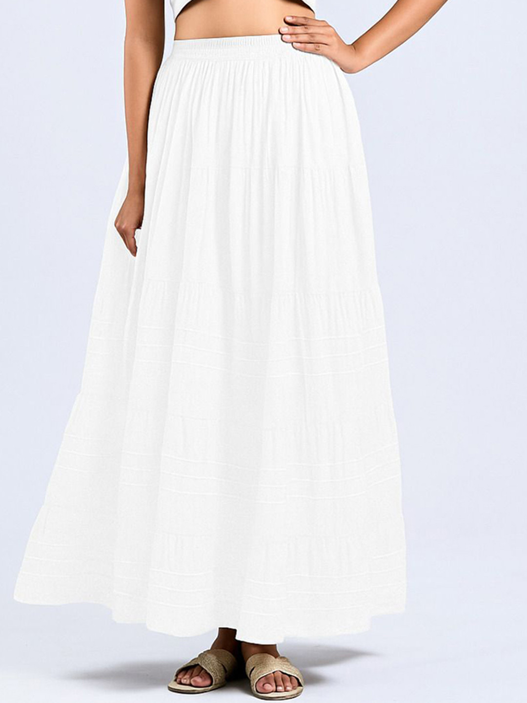 Mirayya Enterprises Women Flared Maxi Aarkali Skirt With Gotta Lace Work