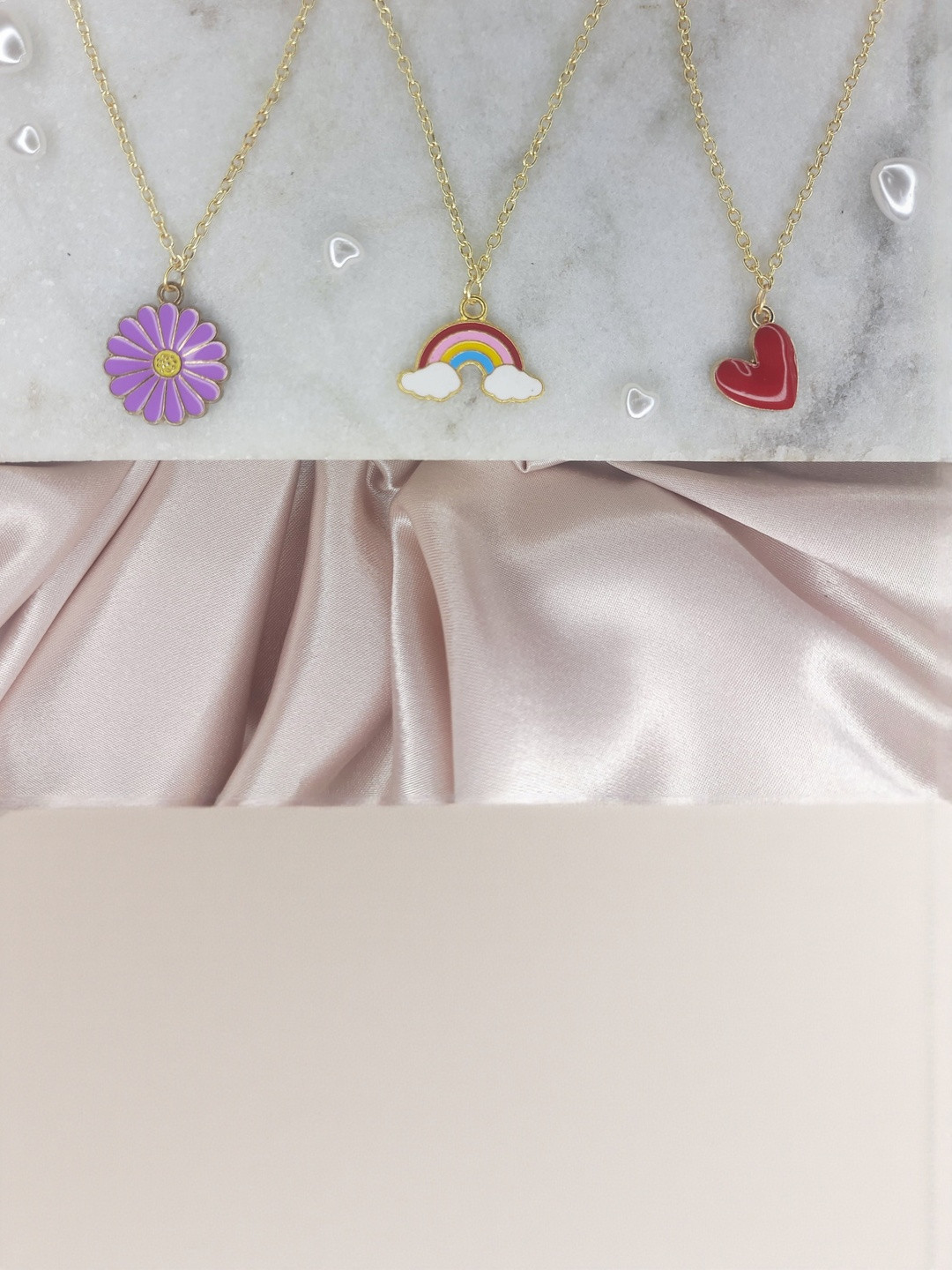 Amit Fashion Set Of 3 Heart Shaped Enamelled Pendants