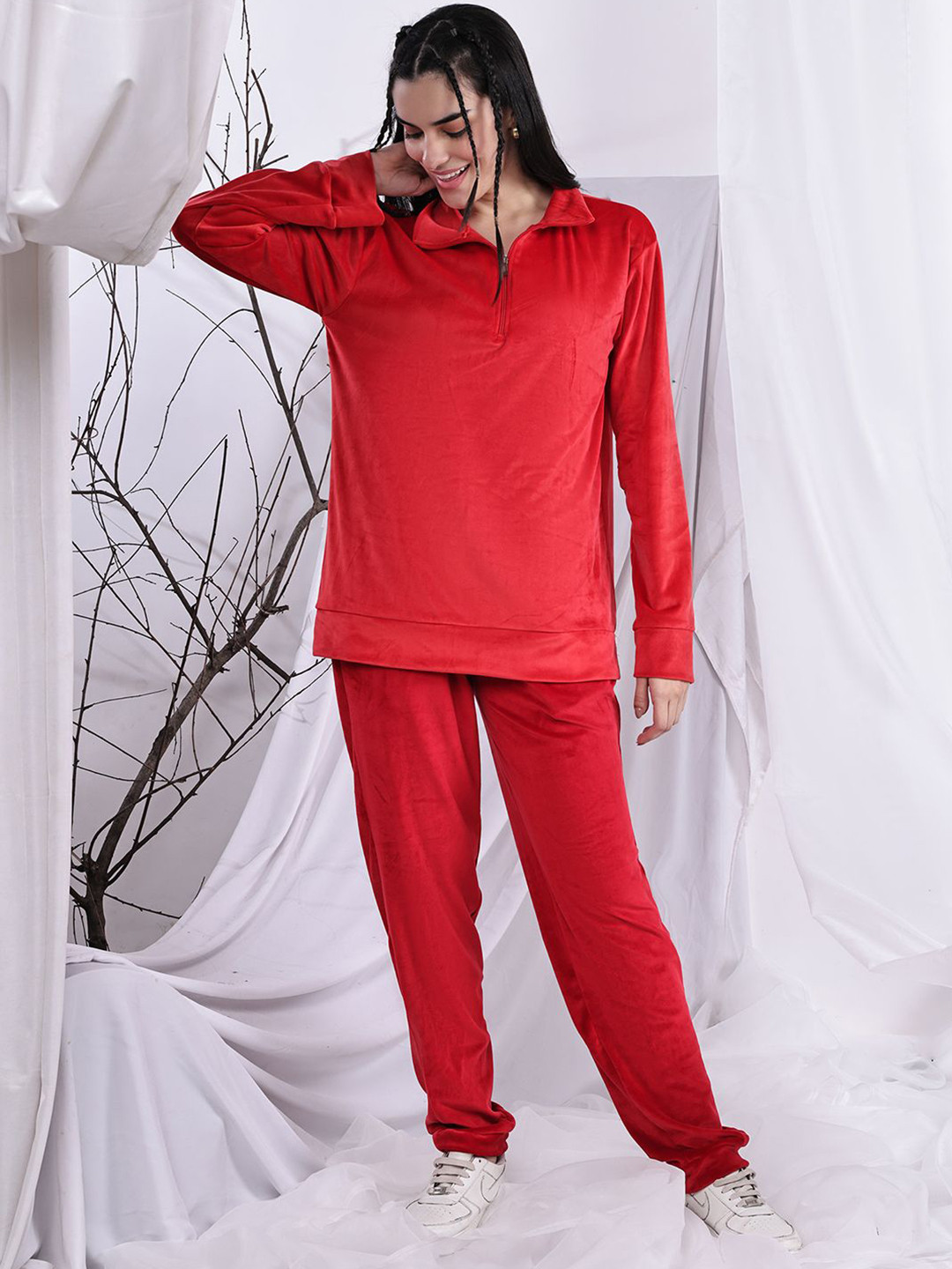 ETC Velvet Polo Collar Relaxed Fit Sweatshirt & Trousers