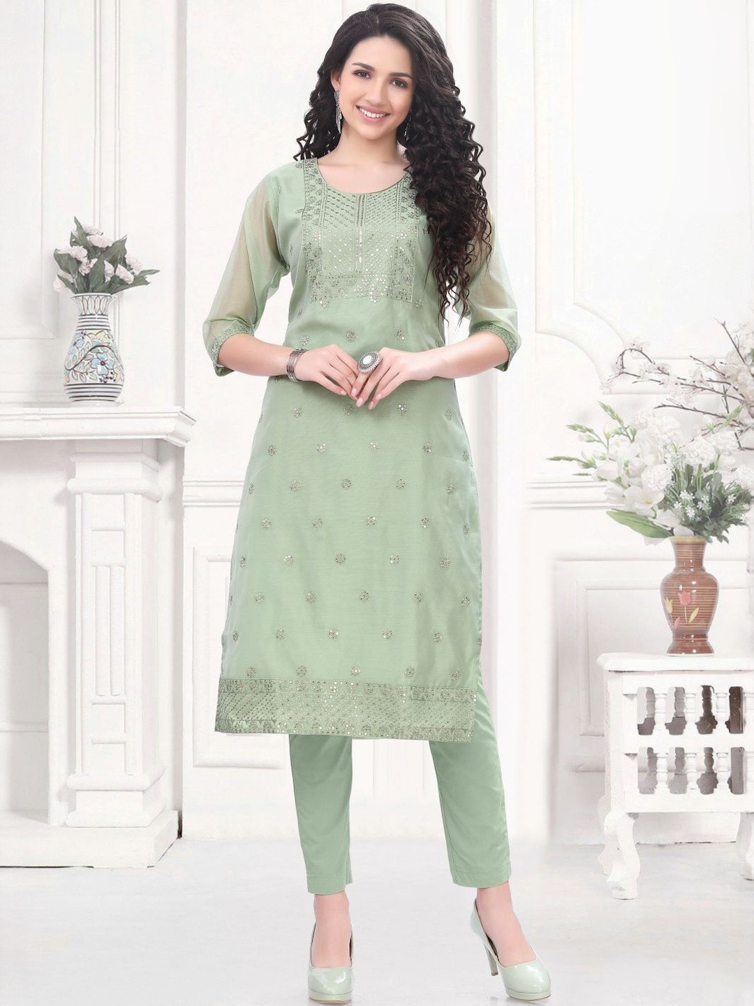 GREAT OUTFITS Women Embroidered Pure Silk  Kurtis