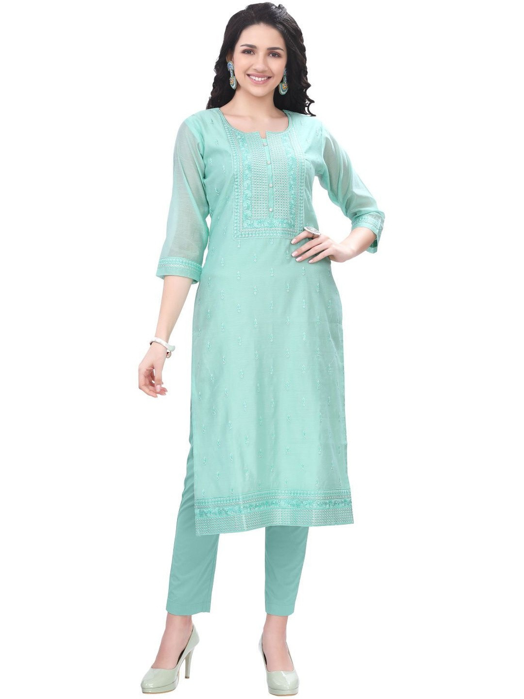 GREAT OUTFITS Women Ethnic Motifs Embroidered Thread Work Kurta