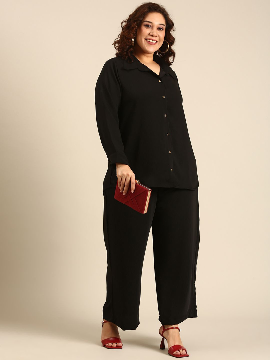 The Pink Moon Desk To Dusk Plus Size Spread Collar Casual Shirt