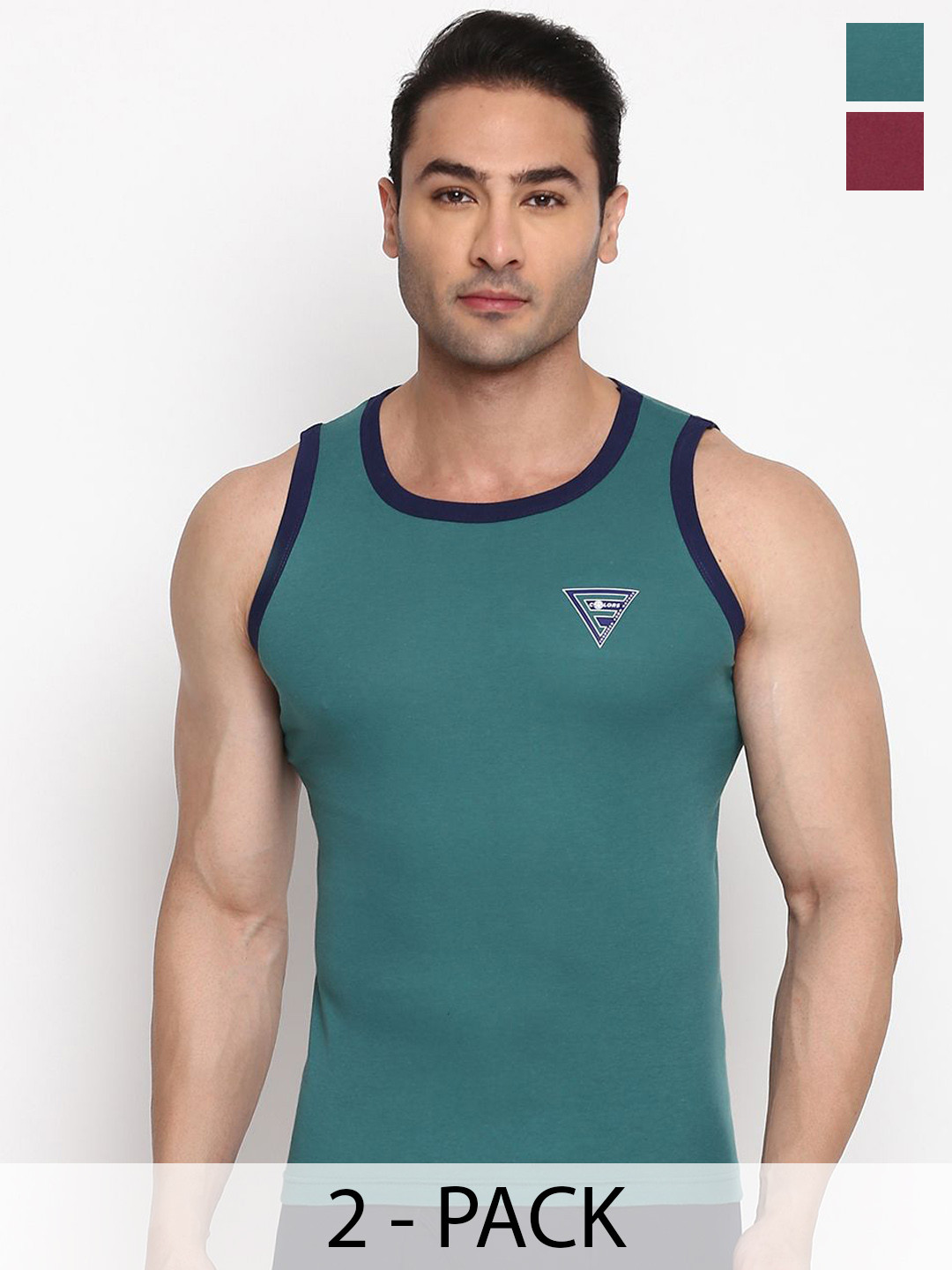 COLORS by Rupa Frontline Men Pack Of 2 Anti-Bacterial Cotton Tank Vests
