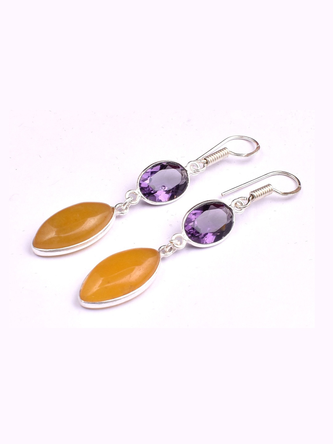 AAR Jewels Silver-Plated German Silver Tourmaline Drop Earrings