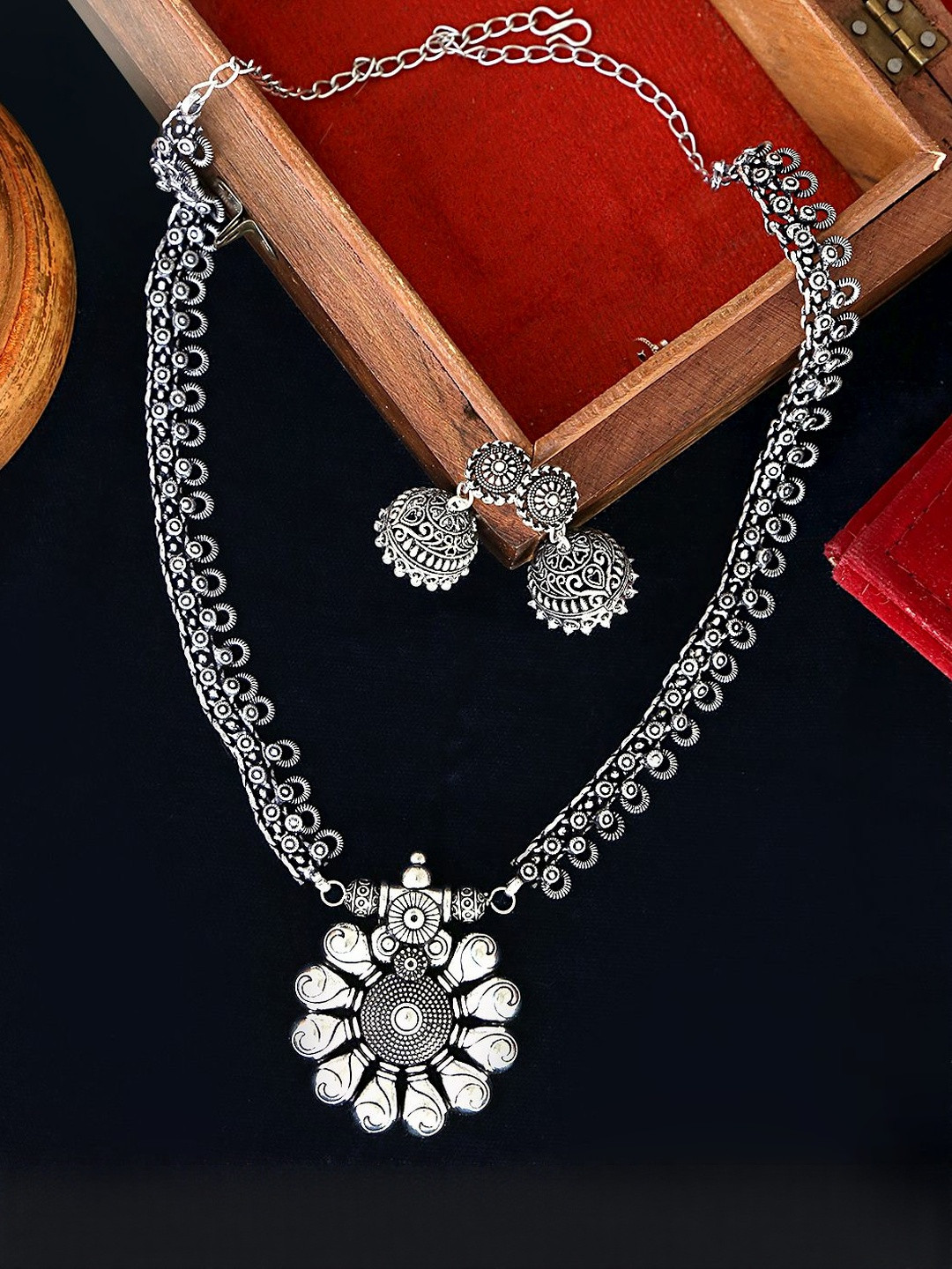 Joy of Jewels Women Silver-Plated American Diamond Necklace & Earrings