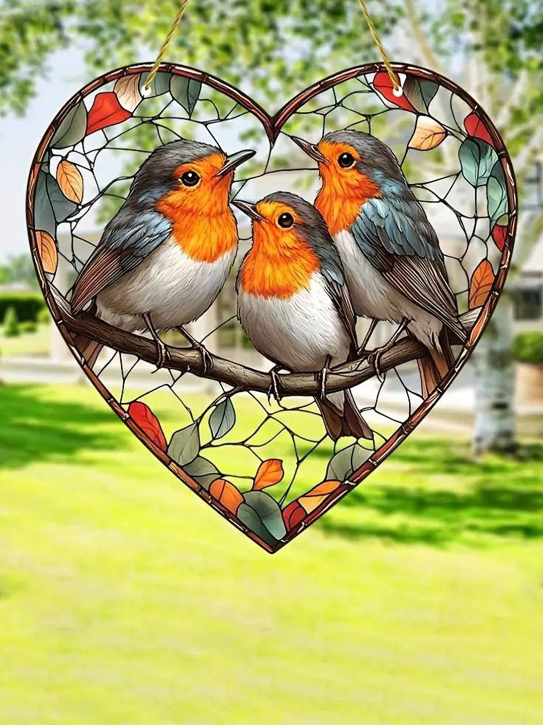 BS AMOR Grey & White Robin Suncatcher Garden Wall Decor