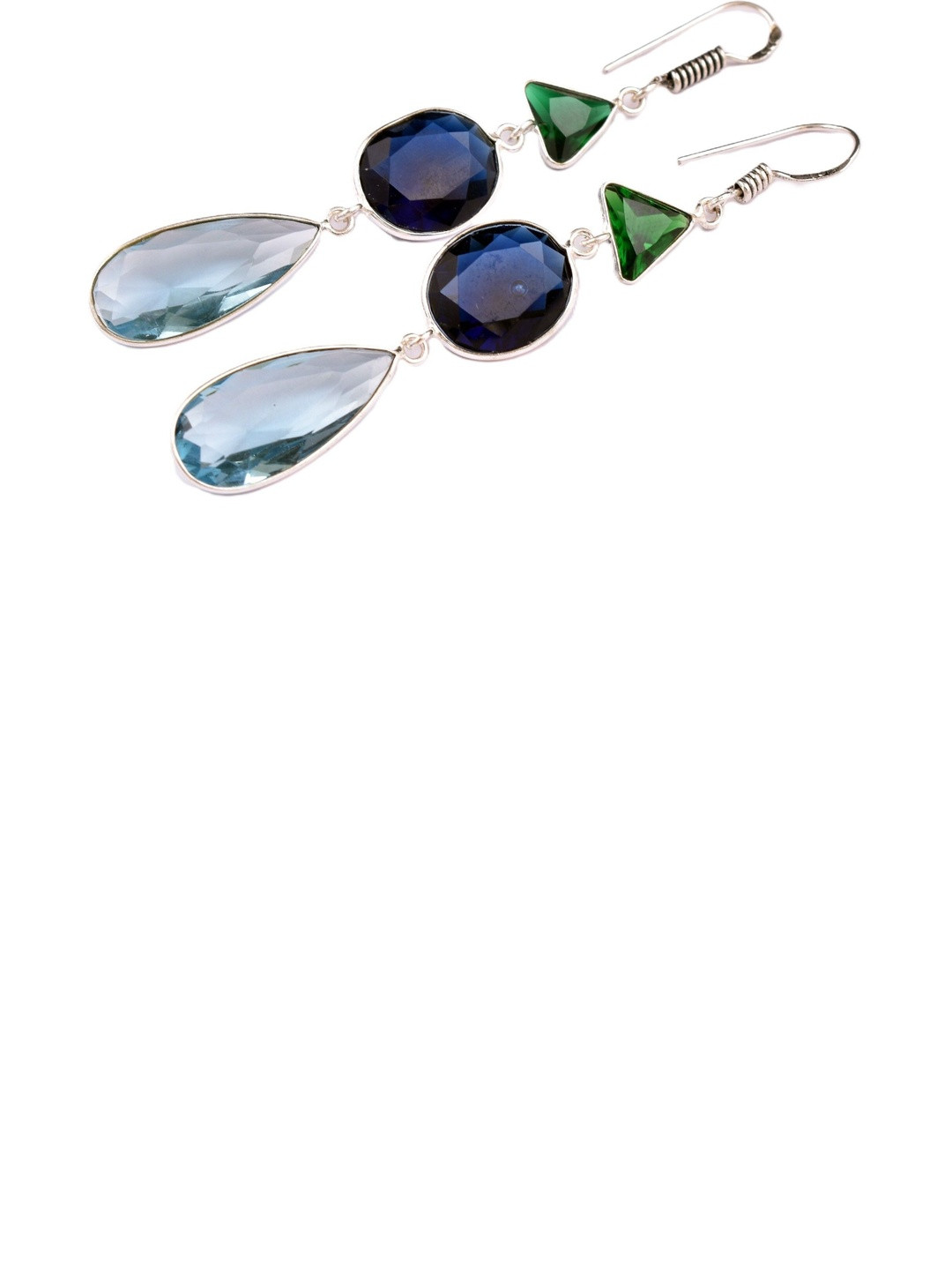 AAR Jewels Rhodium-Plated Alloy Tourmaline Geometric Drop Earrings