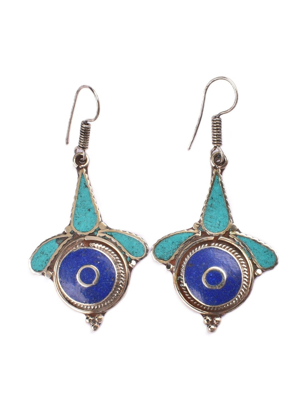 AAR Jewels Rhodium-Plated German Silver Turquoise Drop Earrings