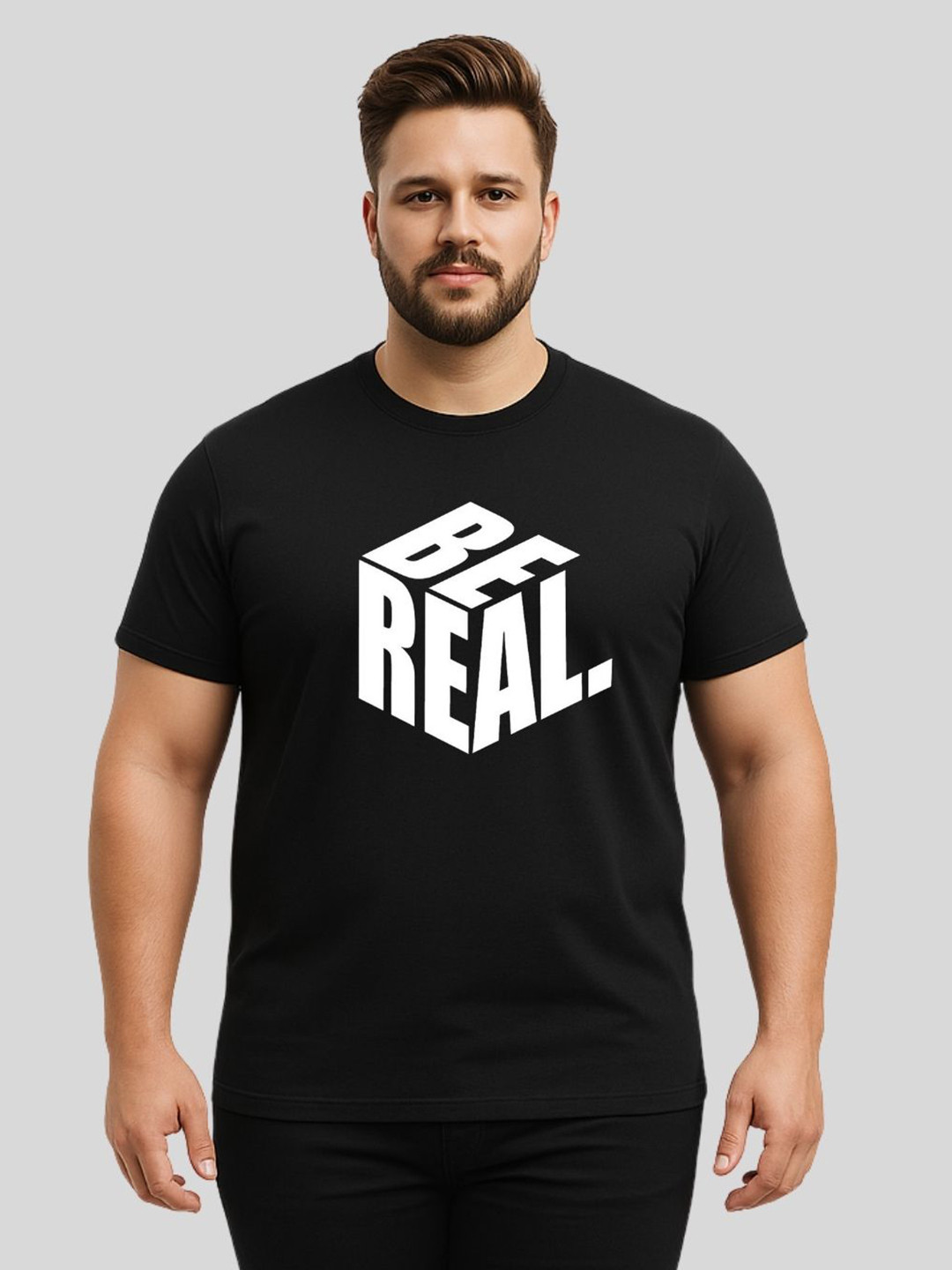 KART BLACK Men Typography Printed Round Neck Cotton T-shirt