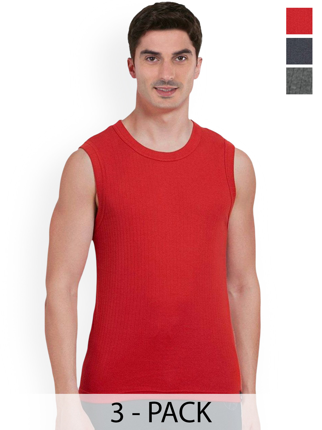 COLORS by Rupa Frontline Pack Of 3 Anti-Bacterial Cotton Basic Innervests