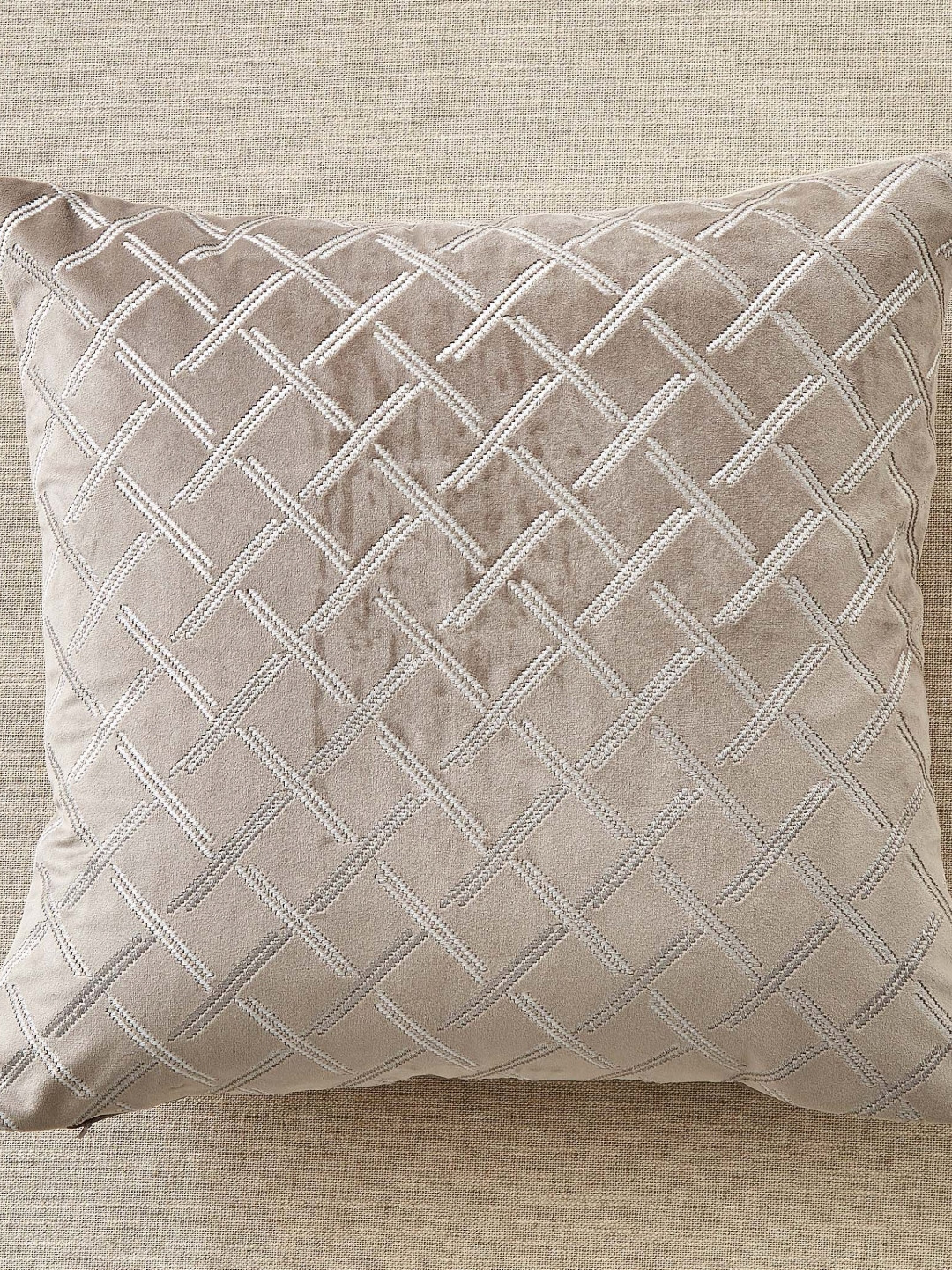 Home Centre Moonlight Brown Checked Square Cushion Cover