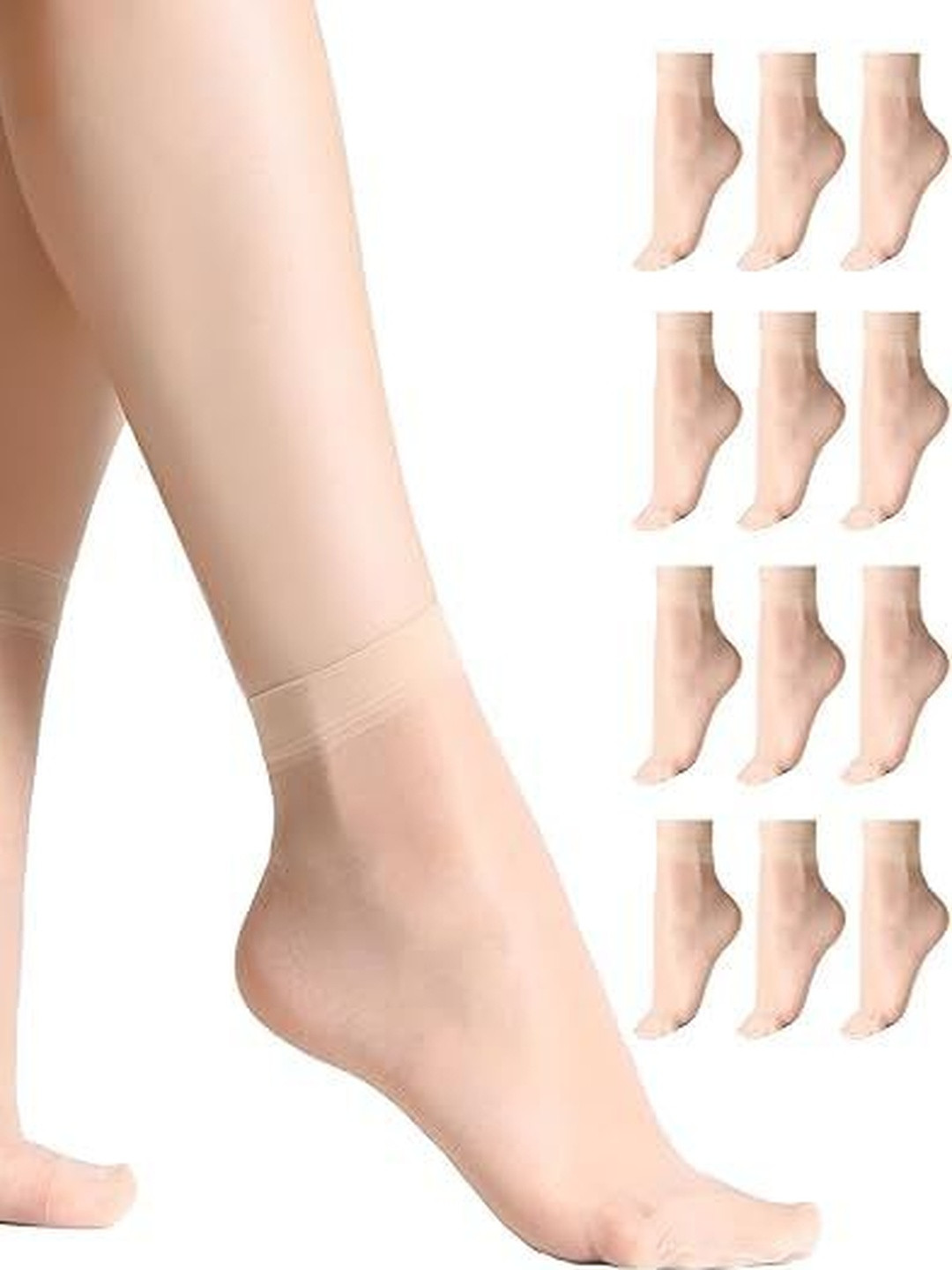 Eleg & Stilance Women Pack Of 2 Transparent Sheer Nylon Ankle Socks