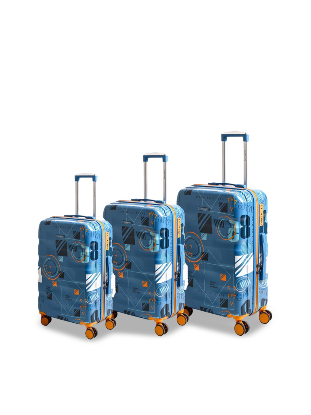 CARRIMATE Set Of 3 Manchester Printed 360 Spinner Wheels TSA Lock Hard-Sided Trolley Bags