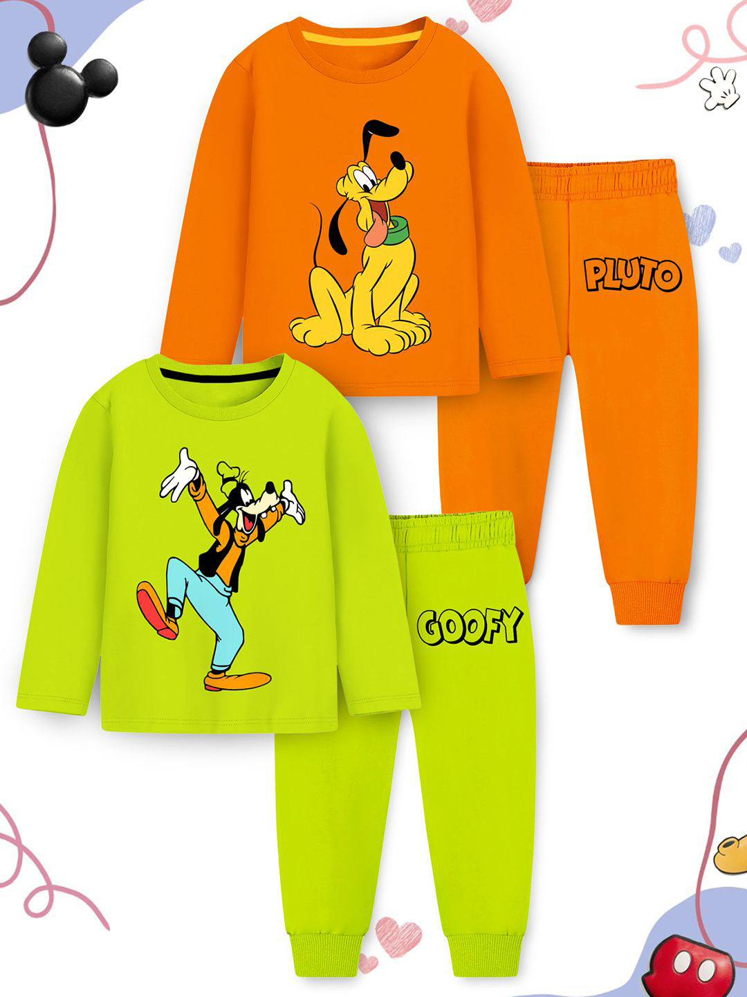 YK Disney Kids Goofy & Pluto Printed Sweatshirt and Joggers