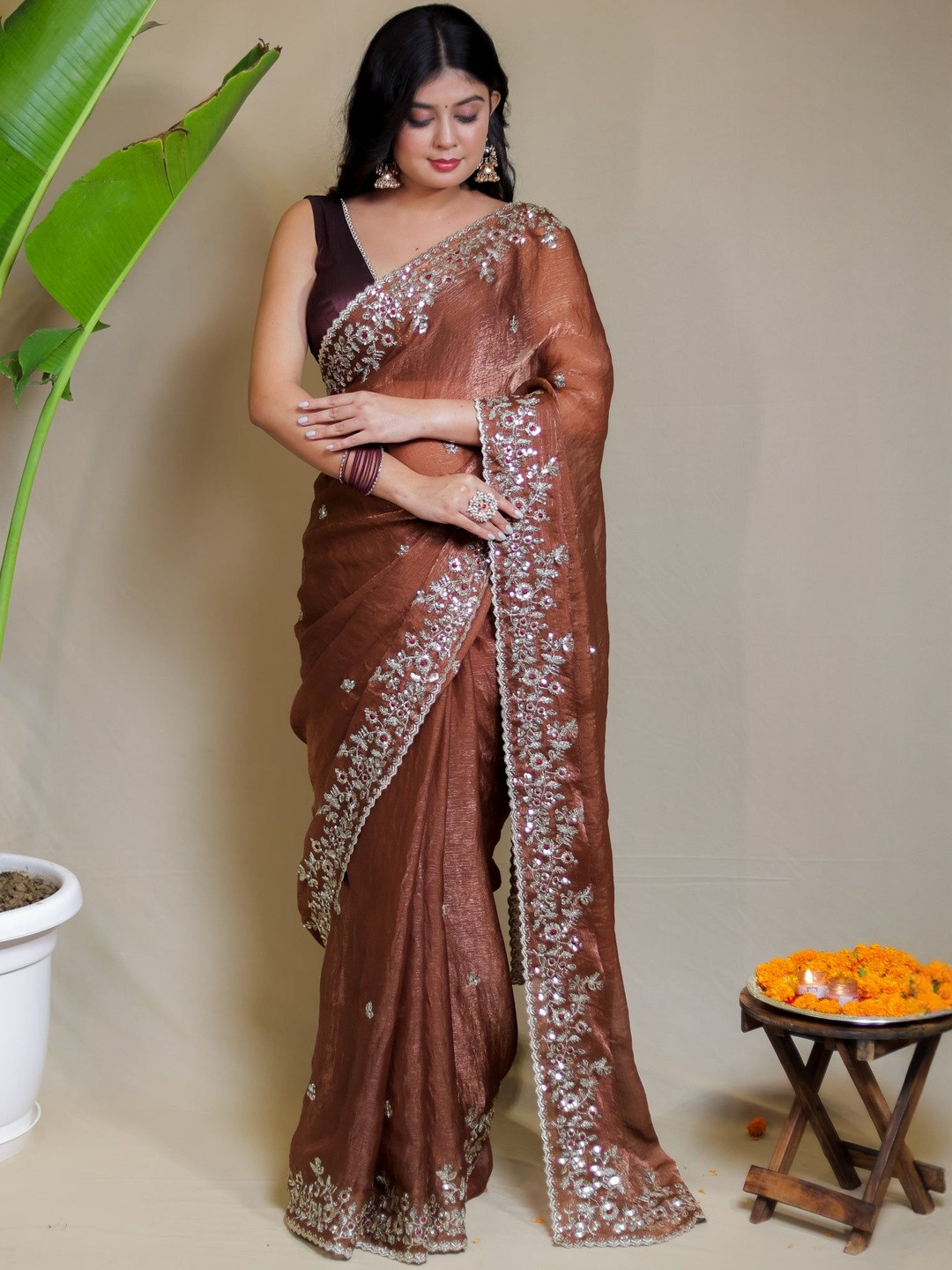 Banarasi Karghad Embroidered Heavy Work Banarasi Saree