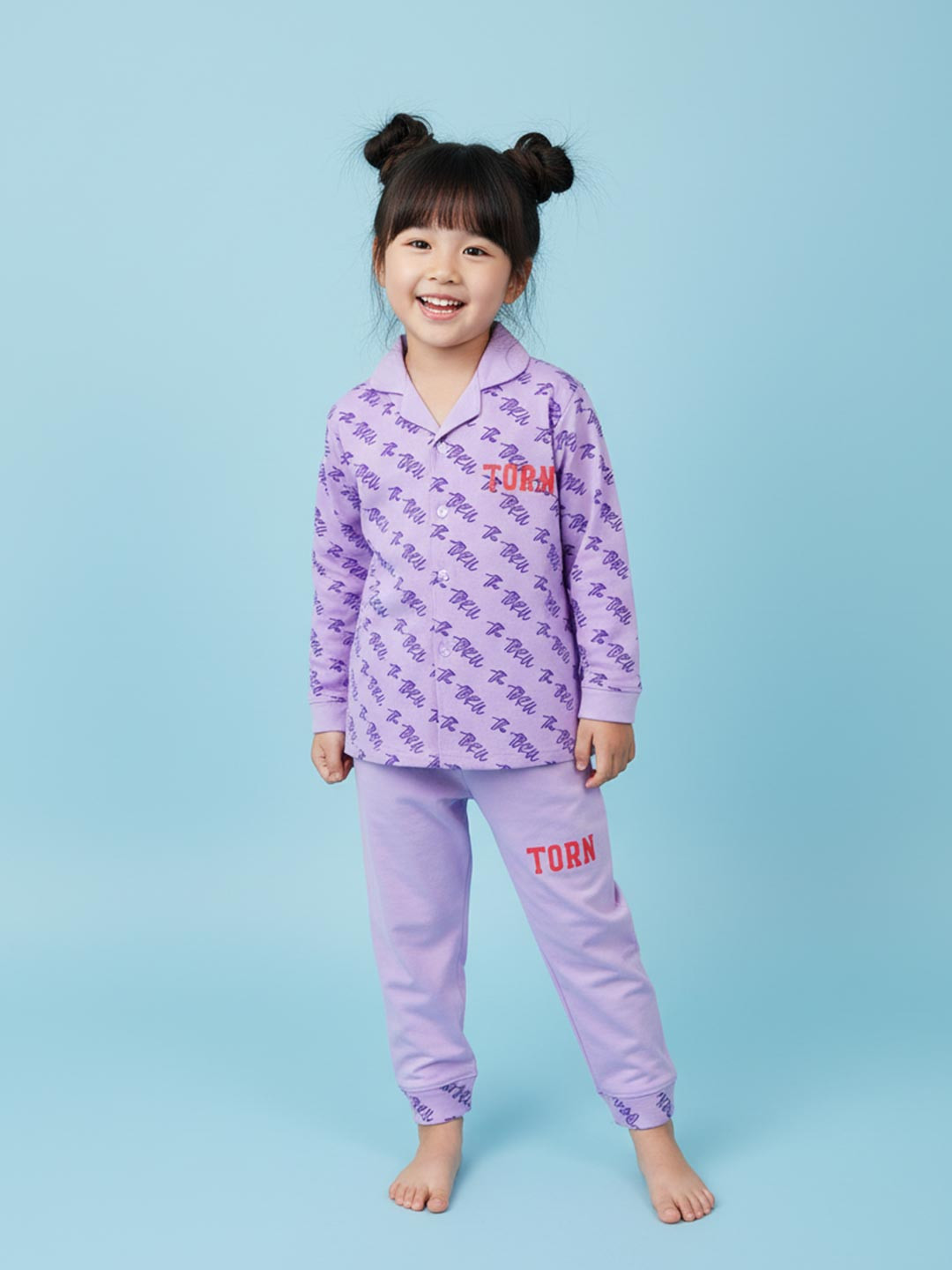 THE TORN Purple Pure Cotton Printed Night suits