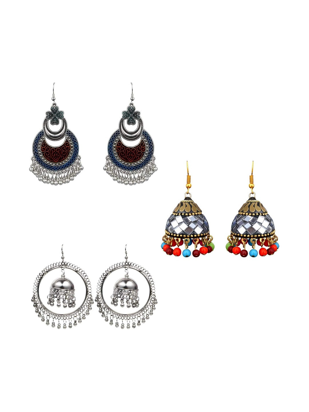 SitashiGerman Silver Pearls Jhumkas