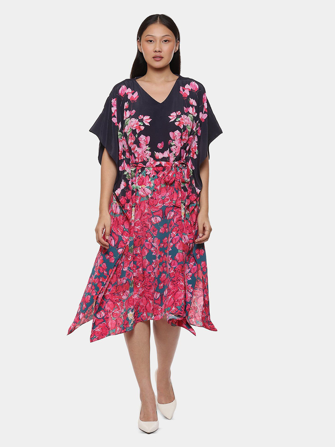 Satya Paul Printed Kimono Sleeve Kaftan Dress