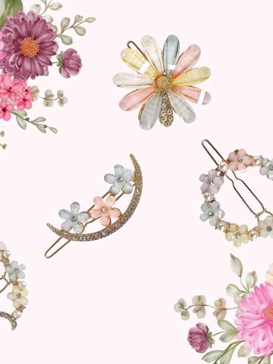 KARDIFF Set Of 4 Flower Bumpit Hair Pin Hair Accessories
