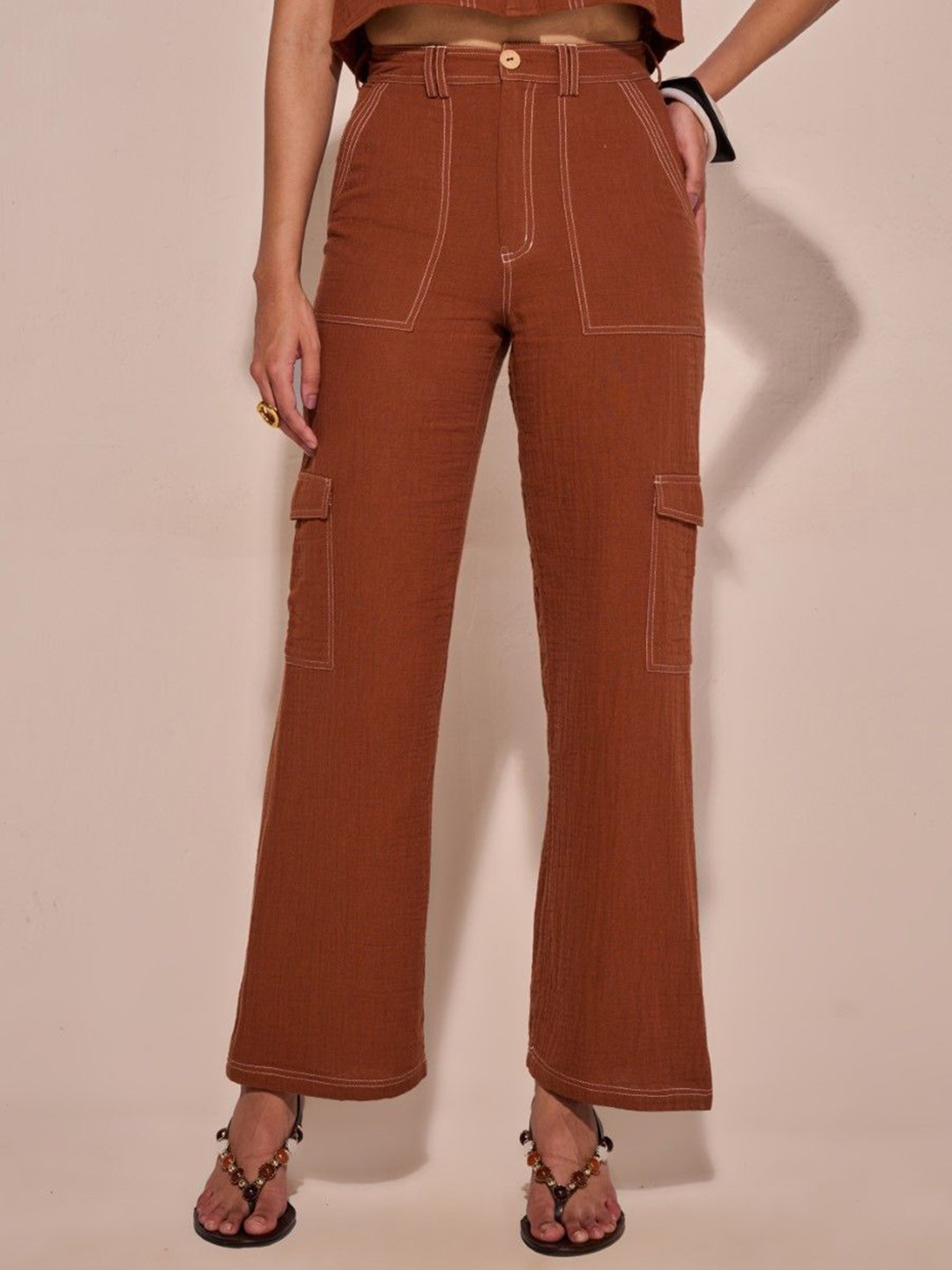 Style Island Elle Women Cotton Relaxed Fit Cargo Trousers