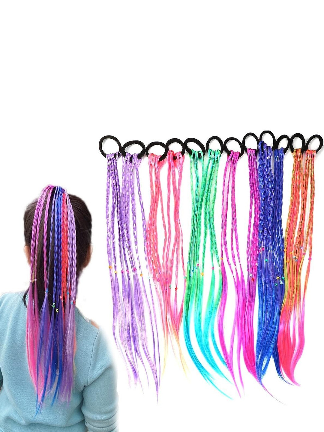 KARDIFF Pink And Blue 12 Pieces Metal Lace Ponytail Holders
