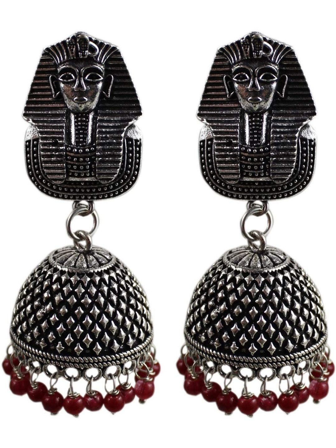 Sitashi Women Silver Oxidized Alloy Drop Earrings