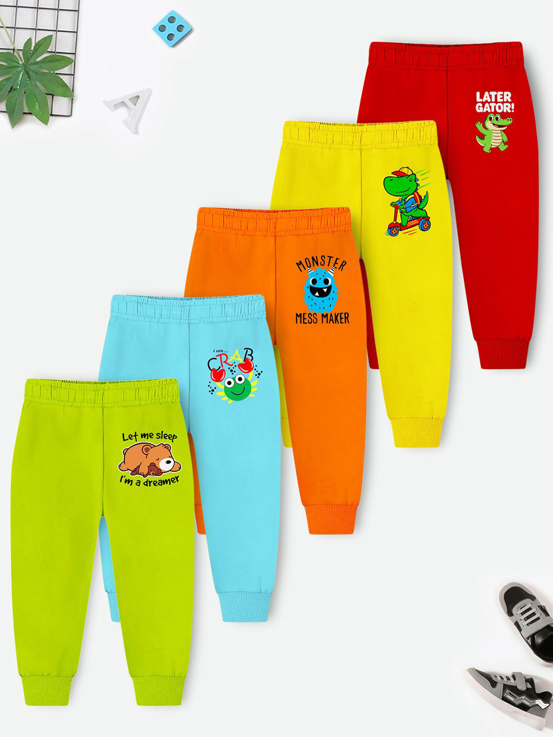 YK X Trampoline Kids Set of 5 Relaxed Fit Cotton Joggers