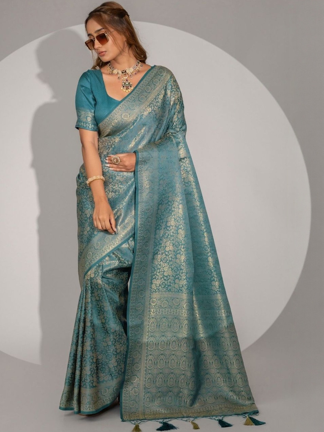 VARYAM Satin Banarasi Saree