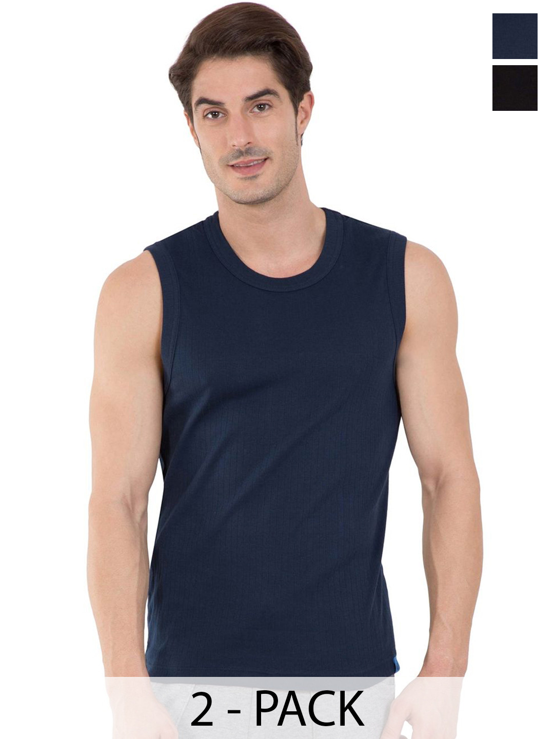 COLORS by Rupa Frontline Men Pack Of 2 Round Neck Basic Innerwear Vests