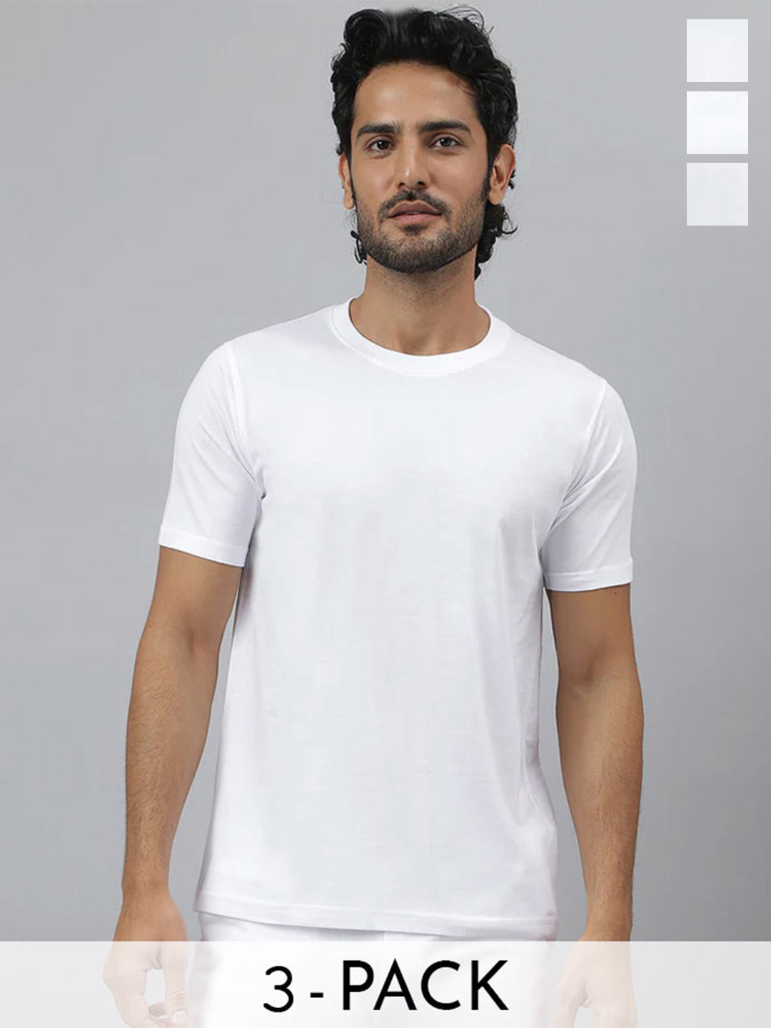 KINGDOM OF WHITE Pack of 3 Men Round Neck Pure Cotton T Shirts