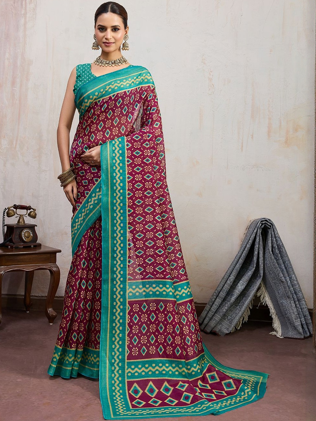 BFM Women Pure Cotton Ethnic Motifs Printed Saree