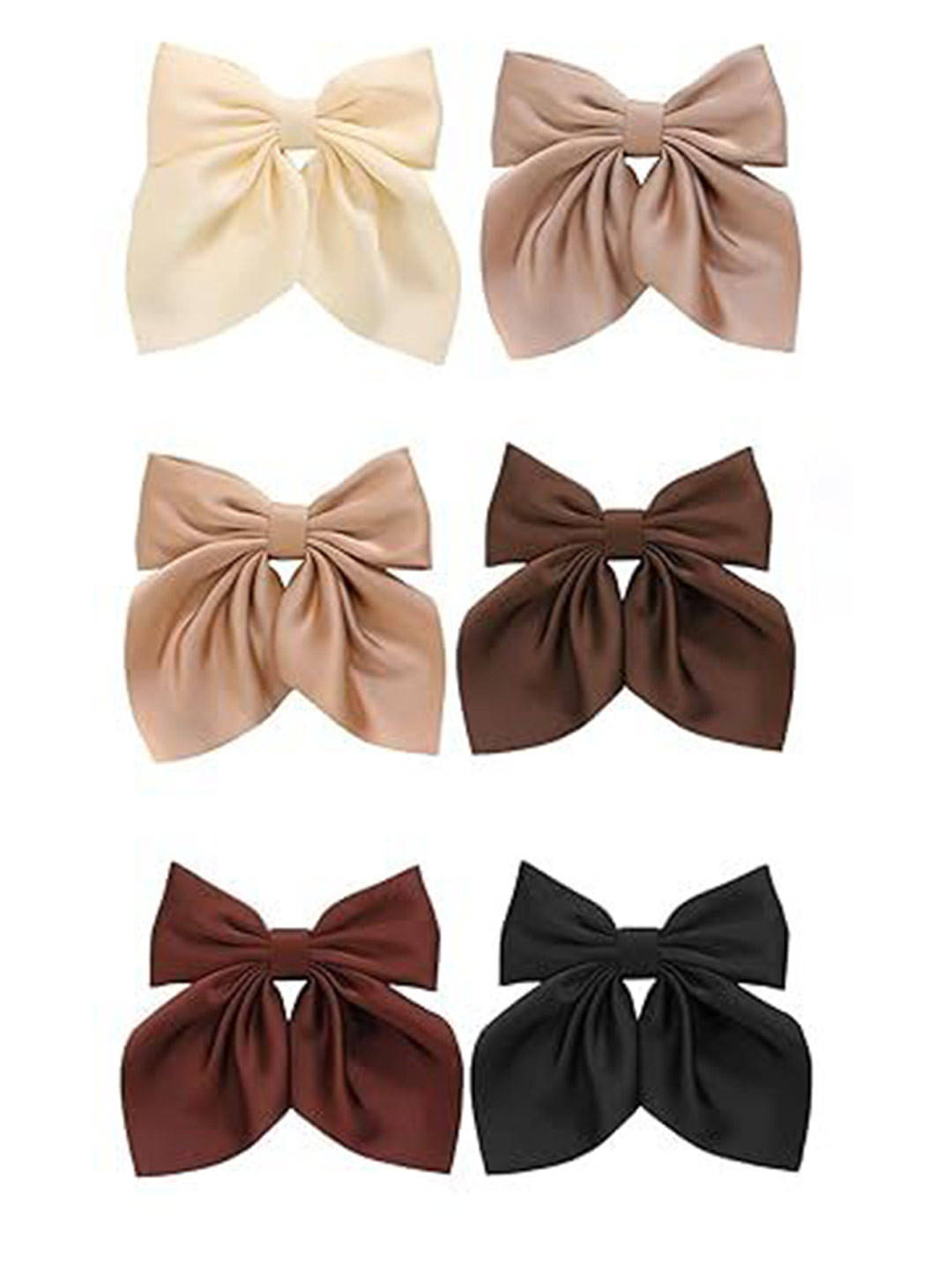 Starvis Women Set of 6 Satin Brown Bow Clips