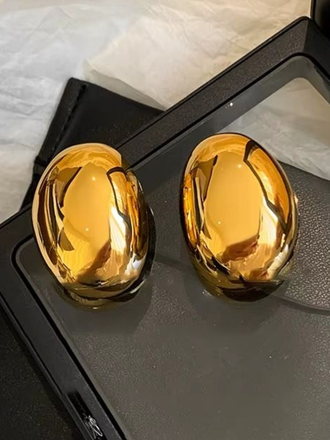 Aurum & You Silver Oval Retro Trendy Studs