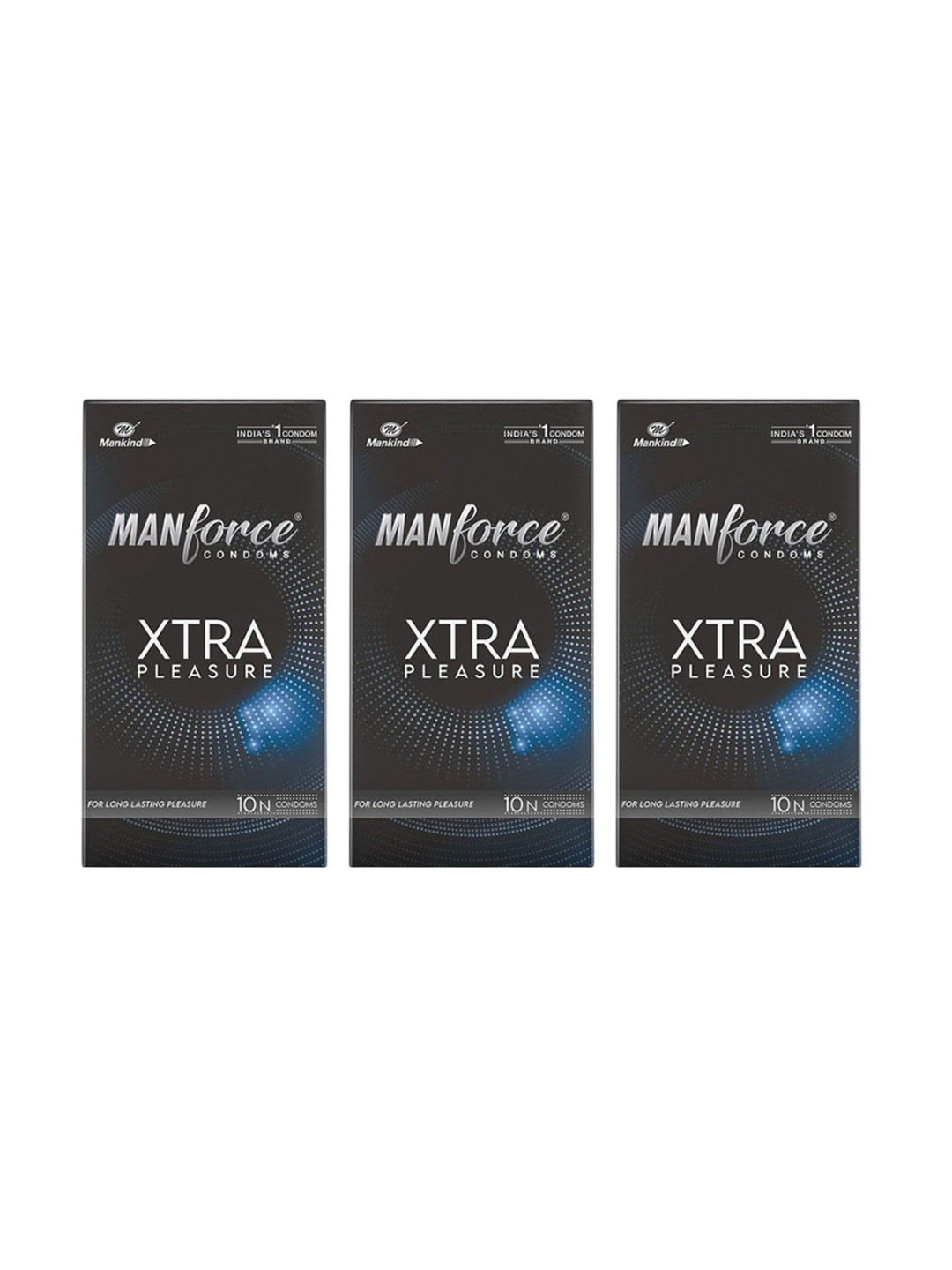 Manforce Set Of 3 Xtra Pleasure Dotted Climax Delay Condoms - Unflavoured - 10Pcs Each