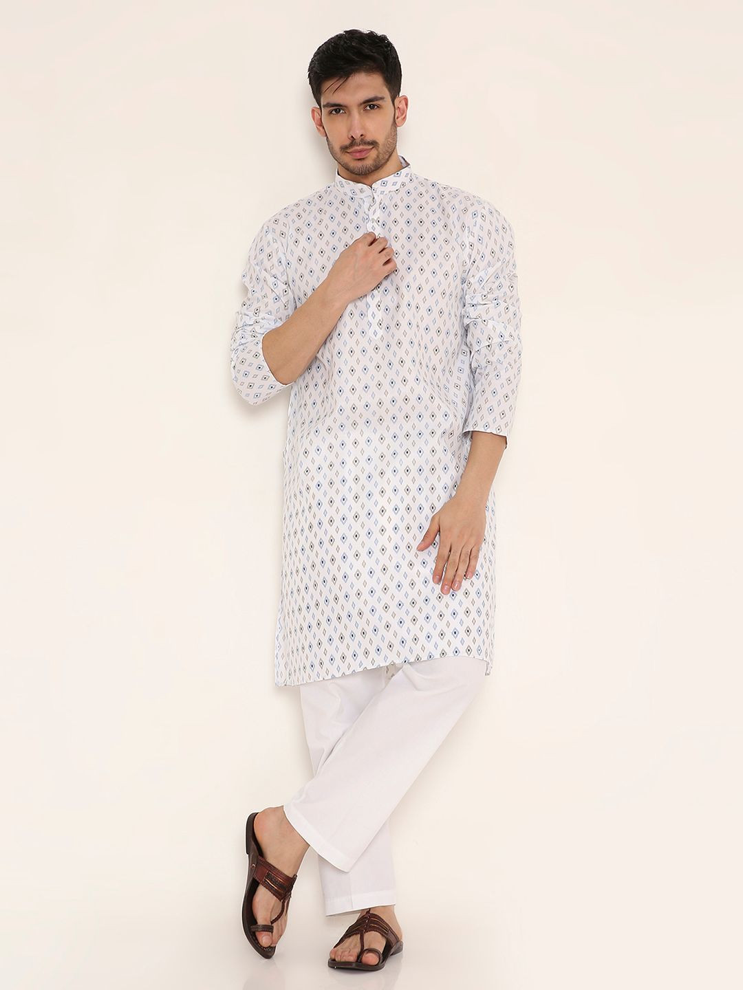 Maharaja Men Traditional Printed Festive Straight Kurta