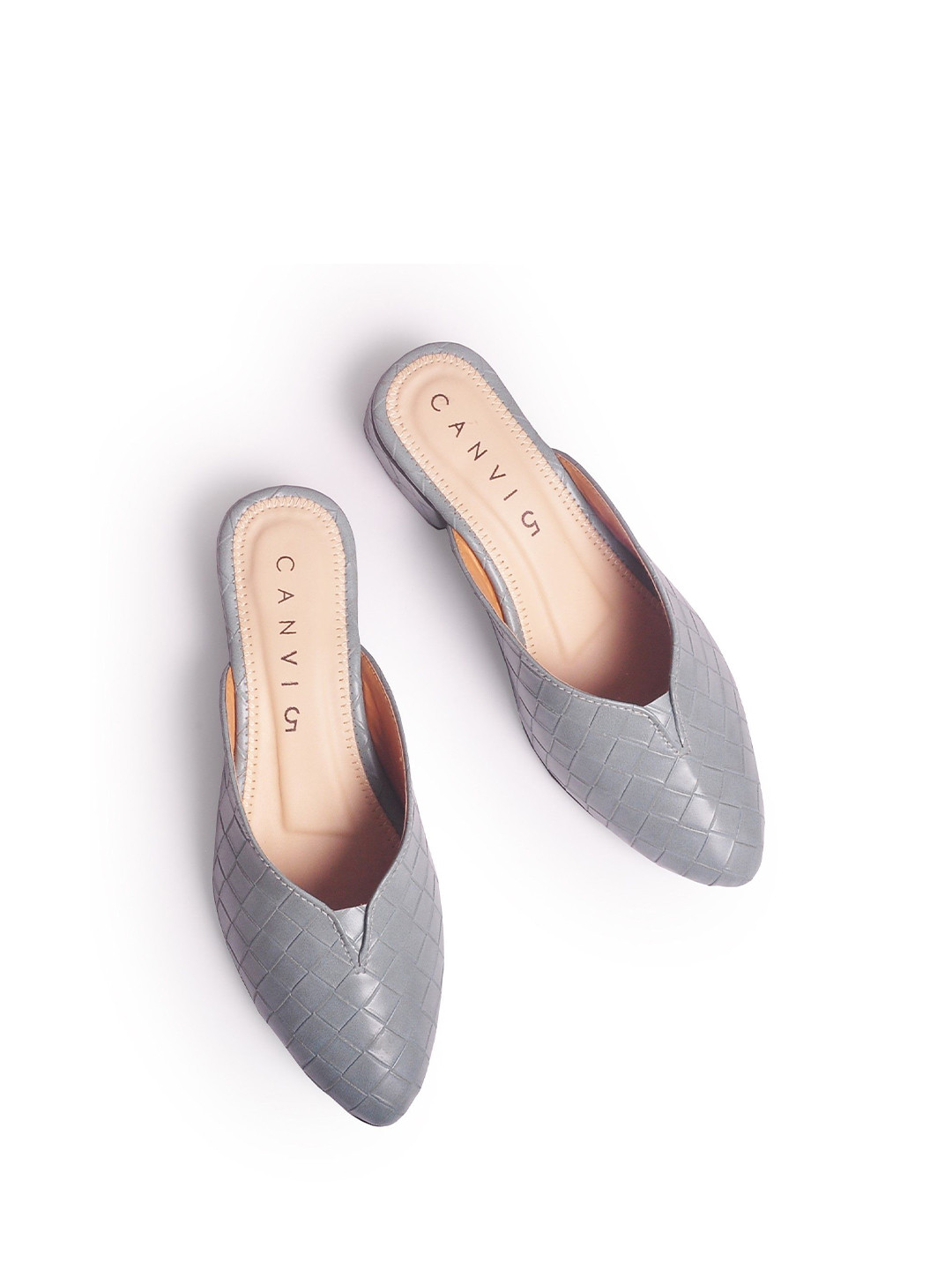 CANVI - TAKE CHANGE TO MAKE CHANGE Women Textured Leather Block Mules