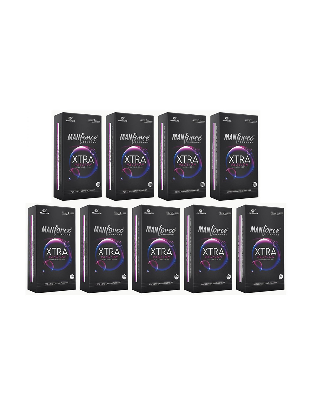 Manforce Set Of 9 Xtra Pleasure Dotted Climax Delay Condoms - Unflavoured - 10Pcs Each