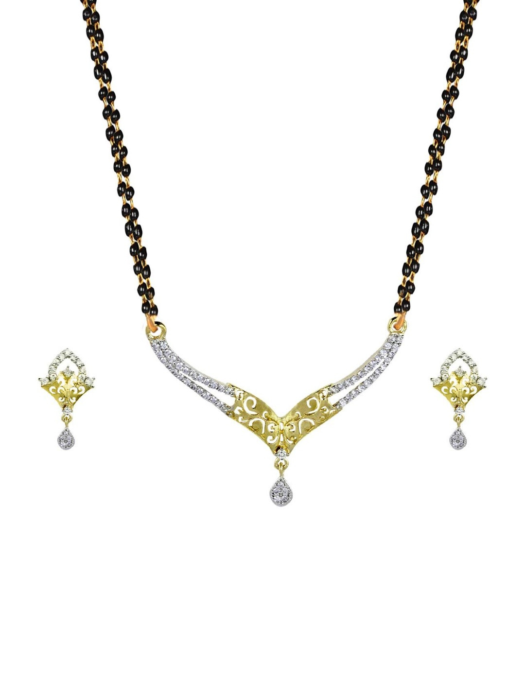 Sitashi Gold-Plated Alloy American Diamond Statement Necklace