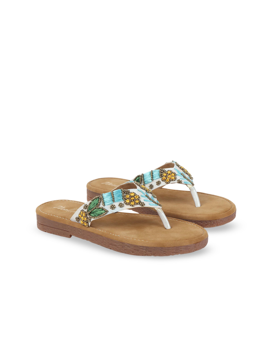 ROSE ITALIA Women Embellished T-Strap Flats