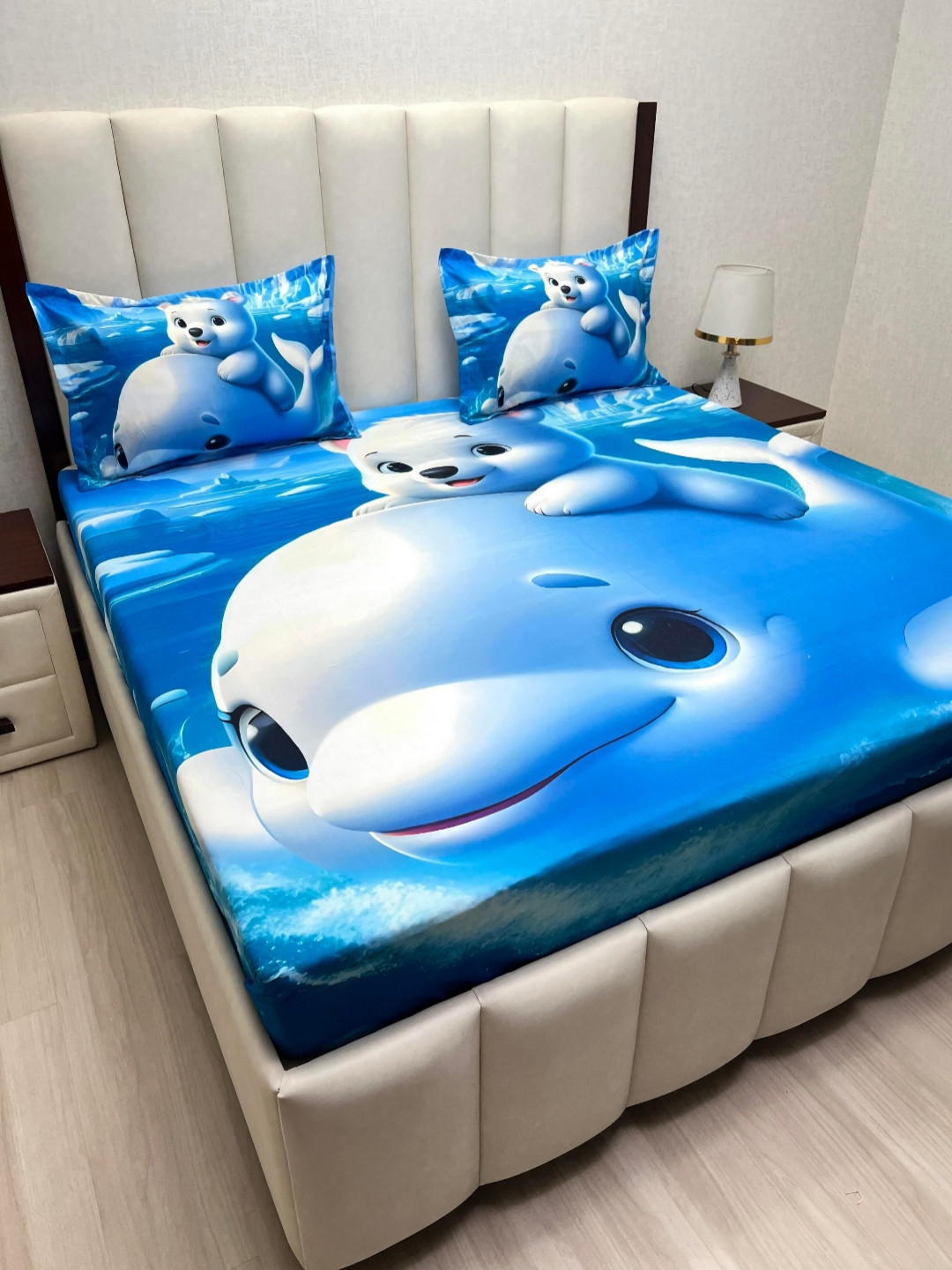 Pure Decor Magical Blue Printed Microfiber 130 TC Queen Bedsheet Set  2.28m x 2.54m