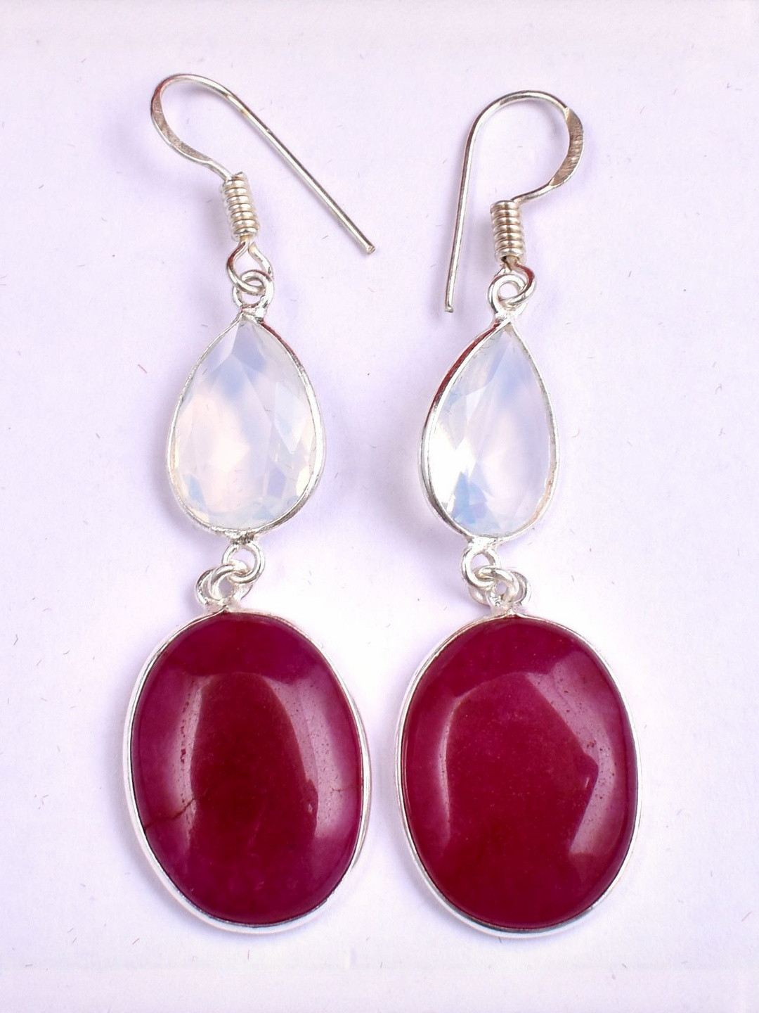 AAR Jewels Silver-Plated German Silver Tourmaline Drop Earrings