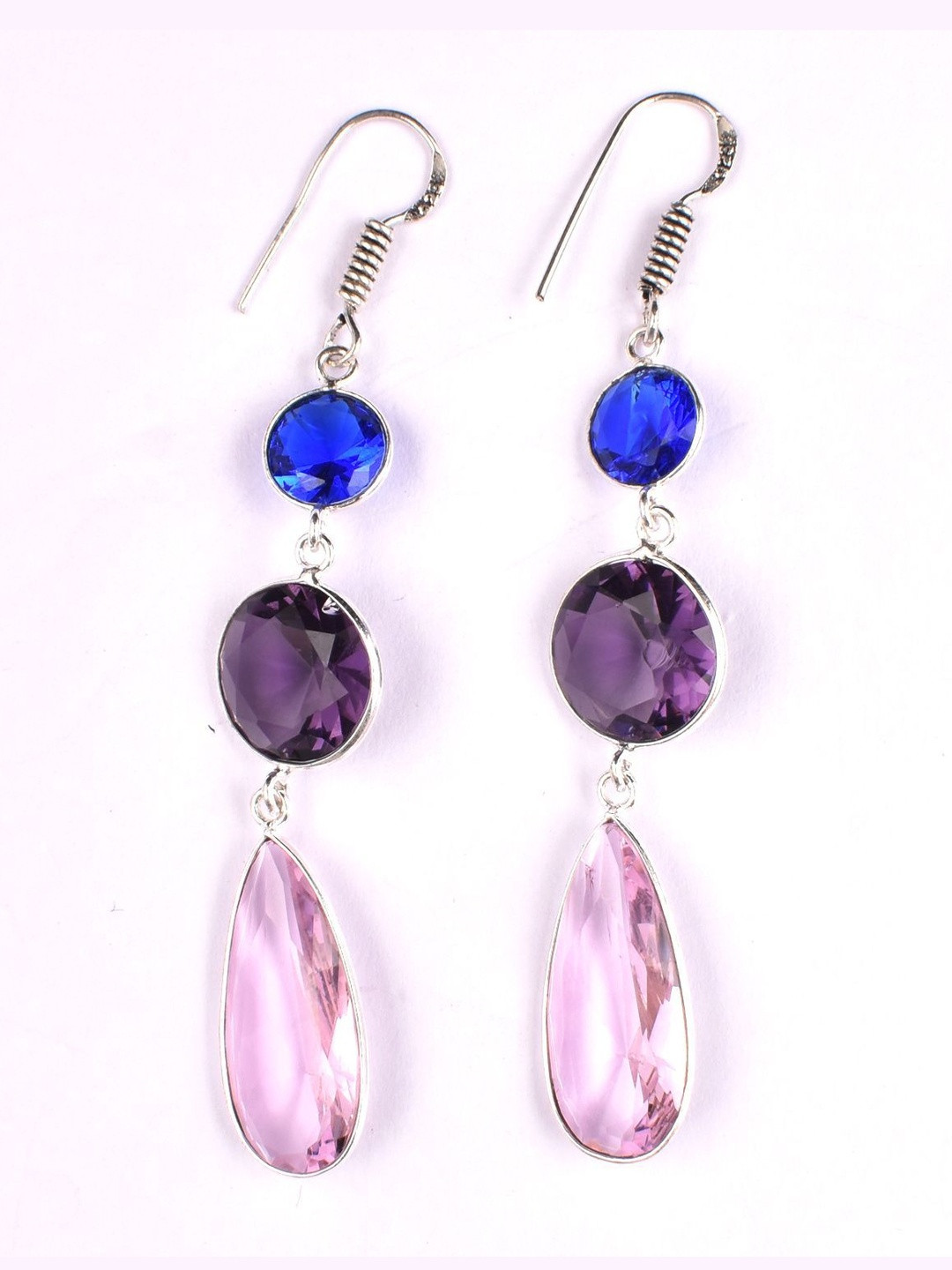 AAR Jewels Rhodium-Plated German Silver Topaz Drop Earrings