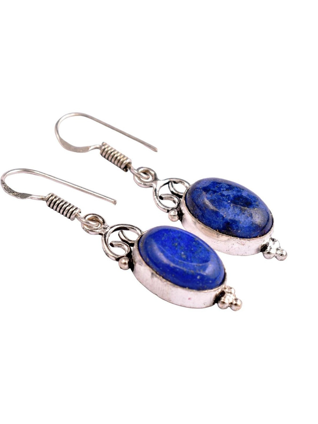 AAR Jewels German Silver-Plated Topaz Studded Oval Shaped Drop Earrings