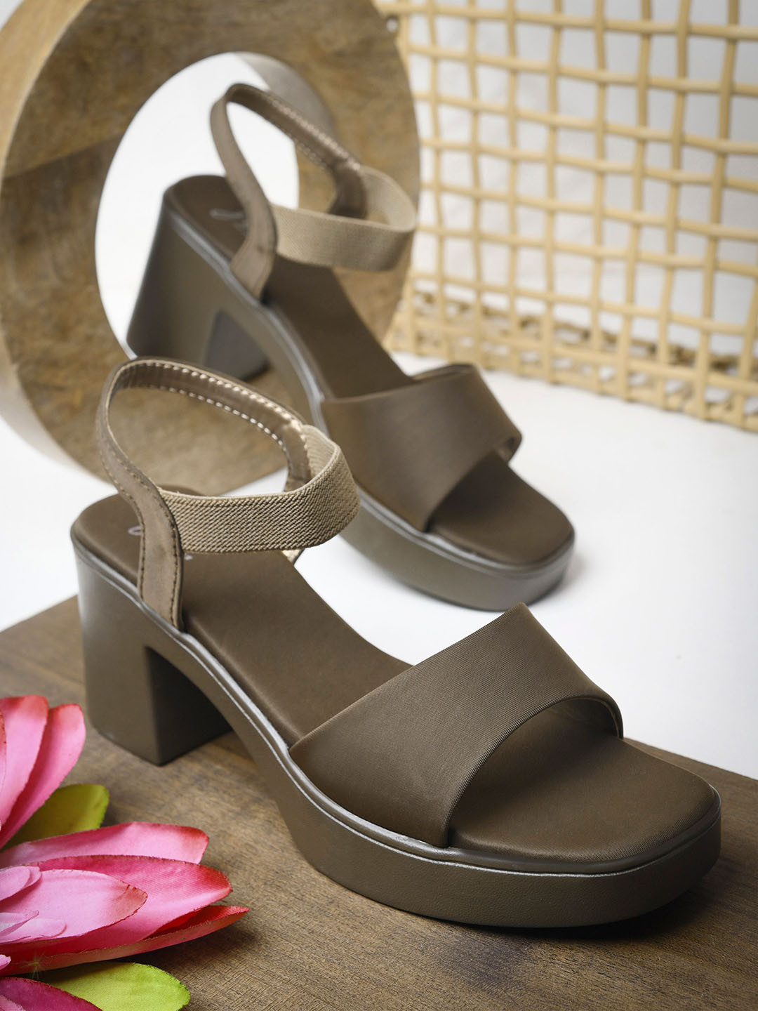 JM Looks Fashionable Ankle Strap Platform Heels with Stylish Design Comfort