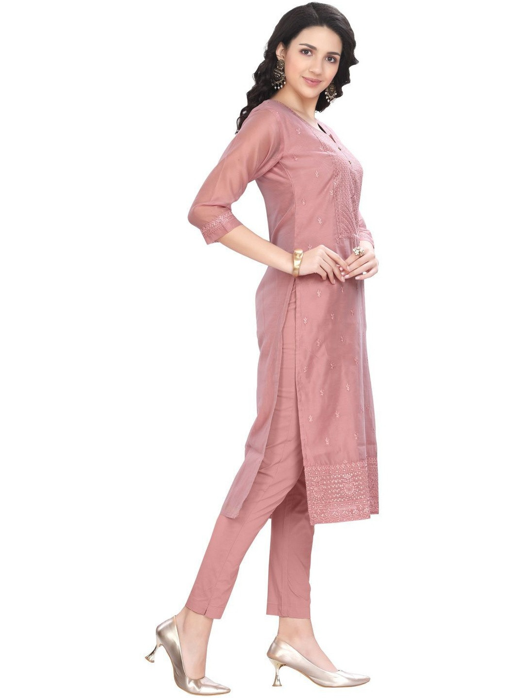 GREAT OUTFITS Women Embroidered Pure Silk  Kurtis