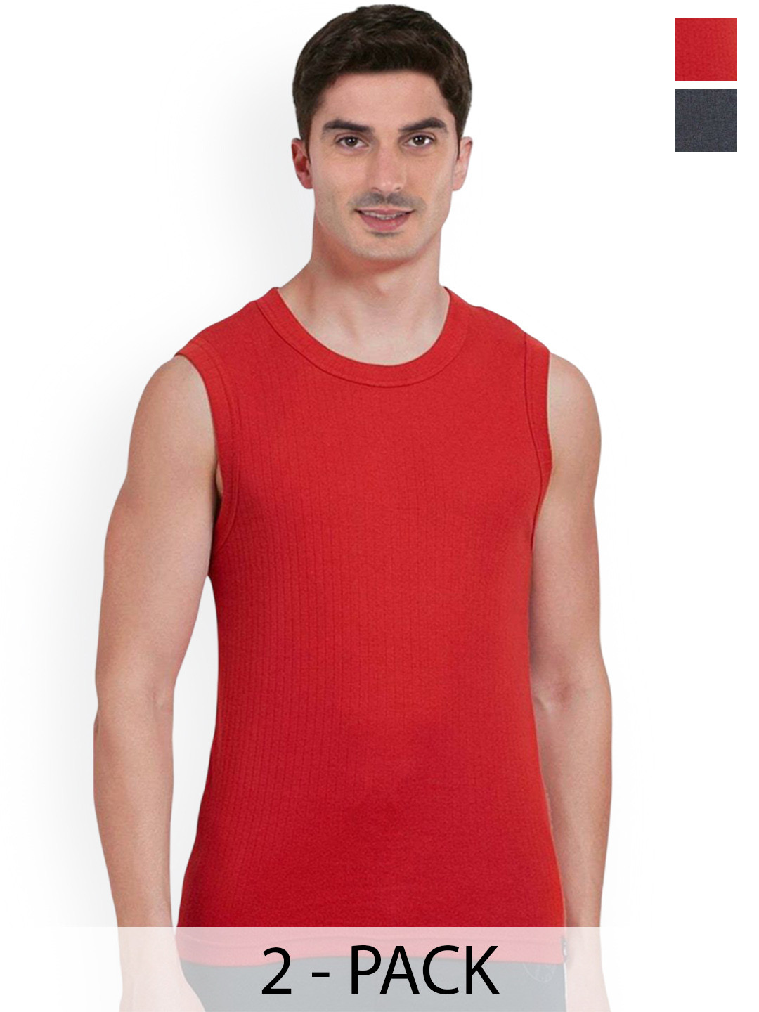 COLORS by Rupa Frontline Athlefit Men Pack Of 2 Scoop Neck Undershirt Vests