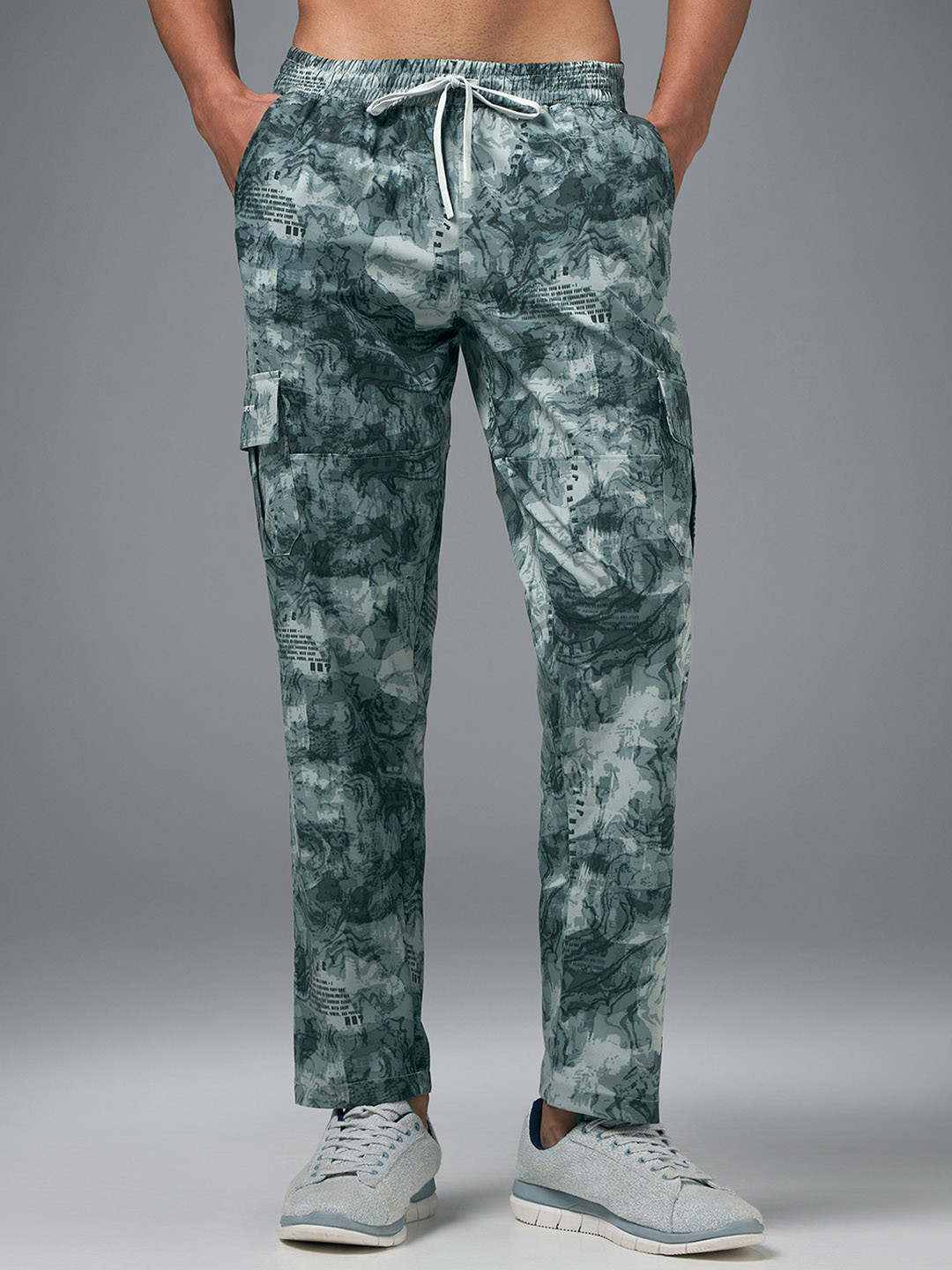Technosport Men Printed Straight Fit Sports Cargo Trackpants with TS LYTRA
