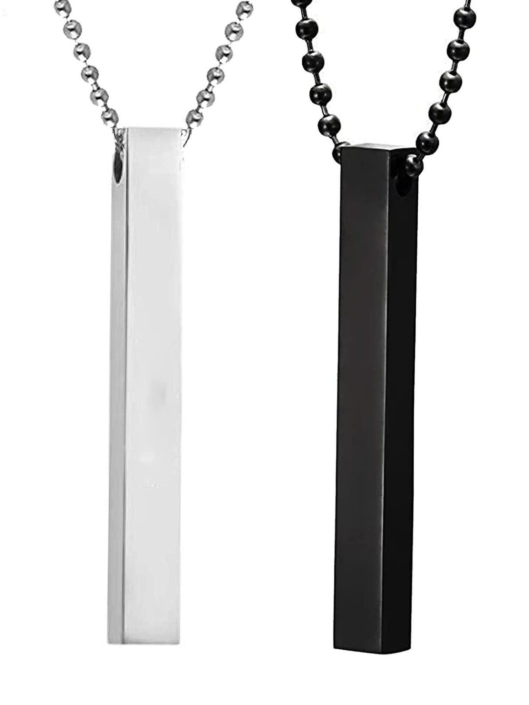Braj bazar Unisex Set Of 2 Stainless Steel Geometric Shaped Pendants With Chains